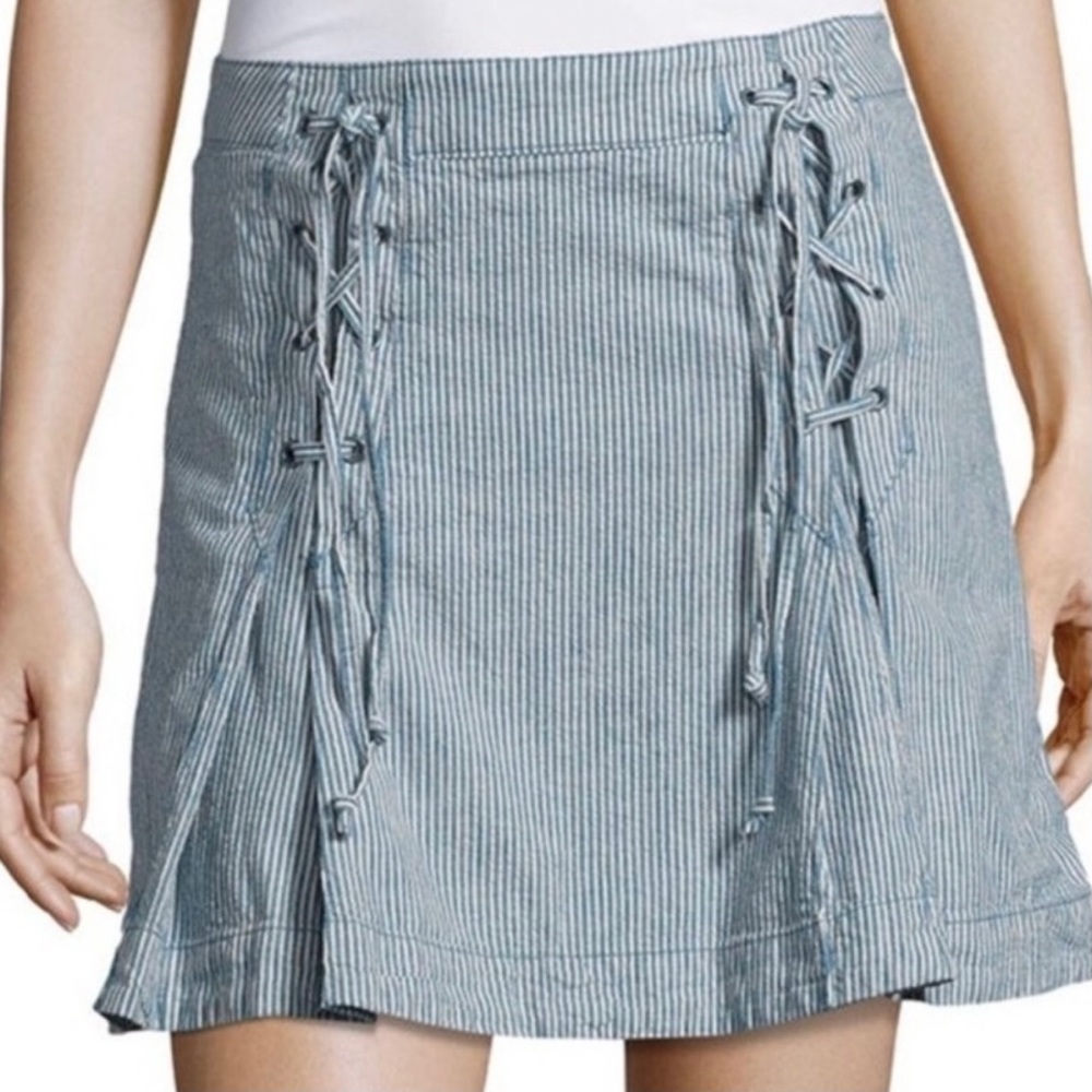 FREE PEOPLE Railroad Striped Mini Skirt size 0 - Picture 3 of 8
